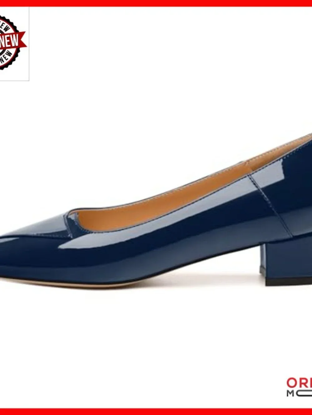 Low Chunky Block Heel Square Toe Patent Dress Pumps Size 9